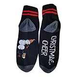 Weihnachtssocken für Damen und Herren, lustiger Schneemann mit Bierkrug bedruckt, Urlaub, Novetly Baumwollstrümpfe, Strumpfwaren, Geschenke, Baumwollsocken für Damen, Knöchel, Grau und Schwarz