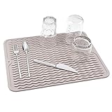 Abtropfmatte Geschirr 40 x 30 cm, Abtropfmatte Spüle, Geschirr Trockenmatte hitzebeständiges rutschfestes Spülbeckenmatte, Spülmatte Abtropfunterlage (Graubraun)