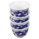 IMIKEYA 4 Stück Jingdezhen Blau weiß Porzellan Teetassen Kleine Keramische Tassen für Chinesische Teezeremonie Dekorative Haushaltsbecher Kompakt und Spülmaschinenfest