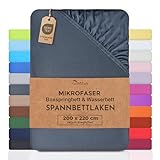 NatureMark Microfaser Boxspringbett & Wasserbett Spannbettlaken 200 x 220 cm - 40 cm Steghöhe - 200x220cm Spannbetttuch - 100% Polyester, Anthrazit/Dunkel grau