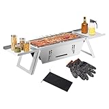 Tragbarer Holzkohlegrill, Camping Grill Für Holzkohle, Rost Aus Edelstahl Reisefreundlich Platzsparend Für Camping Picknick Garten Balkon Campingtisch