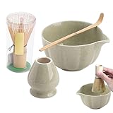 Generisch Matcha Set | Matcha Zubehör Set - Mit Bambusbesen, Schöpfkelle, Sieb & Halter Für Tee Zubereitung In Der Küche Und Zu Hause
