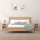 HaoChrymec Nachttische 2 STK. Massivholz Kiefer, Unbehandelt, 2 Fächer, Robuste Oberplatte, Kommode Schlafzimmer, Nachtkonsole, Nachttisch klein, Bedside Table, 40x35x55 cm