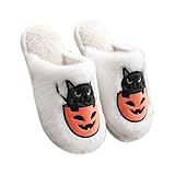 halloween slippers Hausschuhe Lustig Damen Herren Plüsch Flauschig Winter Unisex Plüschhausschuhe Für Gefüttert Witzige Puschen Pantoffel Männer Weiß 43