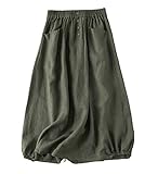 Rfmfkkg Lässiger Damenrock, Frühling, Sommer, einfarbig, Vintage, lang, hohe Taille, A-Linie, dünn, locker, Büro, En8, M