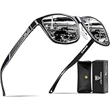 ATTCL Herren Polarisierte Fahren Sonnenbrille Al-Mg Metall Rahme Ultra Leicht, M, Schwarz