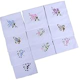 SELVFZ 10 Pack Atmungsaktives Gestickter Taschentuch Zartes Weißes Taschentuch Für Elegantes Accessoires Absorbiert Gestickt