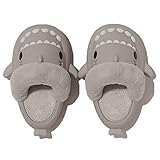 GULAKY Shark Slides Plüsch Hai Hausschuhe Damen/Herren Cloud Slippers Baumwolle Hai Schlappen,Baumwolle Grau,36.37