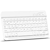 MMK Bluetooth-Tastatur, Deutsches QWERTZ-Layout, Leise Tasten, Mini Wireless Keyboard für iPad 10. Generation/iPad Pro/iPad Air/iPad mini/iPad 10.2'/iPad 9.7 ', iPhone, Android, Windows (Weiß)