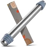 Nudelholz Einstellbares, Edelstahl Teigroller Groß, Antihaft Metall Nudelhölzer Fondant Teigrolle mit abnehmbare Ringe in 4 Größen, Backzubehör Rolling Pin für Pizza, Cookie, Gebäck Teig, 41x6cm