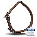 Rund & Weich - Zugstopp Hundehalsband Braun M - 50cm mit Verstellbarer Schnalle und eingearbeitetem stabilem Kern, Lederhalsband mit Zugbegrenzung, Zugstopper fellschonend, Rindsleder