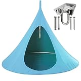 Hängehöhle – Hängesessel für Drinnen und Draußen – Schaukel Tragkraft 100–200 Kg mit Edelstahl-Drehhaken Polyestergewebe Nestschaukel Outdoor,Blau,1 * 1.1m/39 * 43in