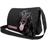 Große Fototasche zum Selbstgestalten - Große Schwarze Schultertasche mit Frontklappe zum Bedrucken - Schwarze Tasche zum Selbstgestalten