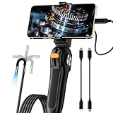 Zealtron Zwei-Wege-Gelenk-Boreskop mit 8 LED-Lichtern, Industrielles Endoskop mit 8 .5mm HD wasserdichter Kamera, Kompatibel mit iOS- und Android-Geräten.1 m steife Röhre,for Engine Bay Inspection.