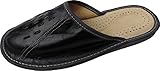 Hausschuhe - Latschen - Pantoffel - Slipper Gr. 41, 42, 43, 44, 45, 46 Echt LEDER, COGNAC - Grau - Schwarz (Schwarz, EU Schuhgrößensystem, Erwachsene, Herren, Numerisch, M, 44)