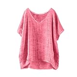 Nuaoxyeu Longbluse Damen GroßE GrößEn Musselin Bluse Damen Kurzarm Sommerbluse Oversized Elegant V-Ausschnitt Tshirts GroßE GrößEn Leichte Hawaii Hemd LäSsige Basic Baggy Angebote des Tages Heute