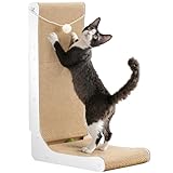 Gimars Hohe 68cm L förmige Kratzbrett Katze mit Ball, Vertikaler kratzpappe für Katzen, Langlebiges Katzenkratzbrett, Katzenspielzeug zum Schutz von Möbeln und Sofas, Groß
