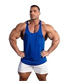 Jed North Bodybuilding Stringer Gym Tank Top Singlet Racerback, Königsblau, 3X-Groß