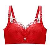 Bügel-BH für Damen, Übergröße, Lingeire, sexy Spitze, Unterwäsche, dünne Körbchen, Damen, rot, 85D