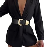 WHIPPY Damen Breiter Gürtel Taillengürtel Stretch für Kleid Elastischer Gürtel Hüftgürtel für Damen Goldener Schnalle, schwarz 39'
