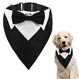 Larrel Formeller Hunde Smoking, Hunde Smoking Fliege Verstellbare Hund Fliege Bandana Halsband Hochzeit Party Hundehalstuch Baumwolle Bandana Hundehalsband für Hochzeit Geburtstag Kostüme