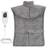 NALONE Heizkissen für Rücken Schulter Nacken,Heizkissen mit Abschaltautomatik 63x100cm,10ft Extra Long Cord, 6 Temperaturstufen, 4 Timer Setting, Flanellmaterial, Waschbar Wärmekissen