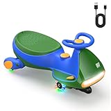 FanttikRide N7 Pro Kinder Elektroauto, Elektrisches Rutschauto mit Pedal, Typ C aufladbar Batterie Kinder Auto, 2 Geschwindigkeit Kippschutz Leuchtende Räder, Bluetooth, für Kind ab 3 Jahren, Grün