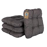 HLKauf 4 | 6 | 8er Set Sitzkissen 38x38x8 cm | weiche Kissen | Für Garten, Camping, Gastronomie oder Bistro | Oeko-Tex und Made in EU (Anthrazit & 1x HLKauf-Block, 6er-Set)
