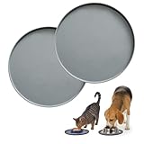 2 stück Napfunterlage Hund, Hellgrau Napfunterlage Katzen, 25×25cm Silikon Hundenapf Unterlage, Silikonmatte mit Rand, Fressnapf Unterlage Hund für Katzen, Hunde und Kleintiere