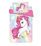 TAMEOLIE Einhorn Kinderbettwäsche 100x135cm 40x60cm [NEU 2023] 100% Baumwolle, Unicorn, Bettwäsche Pferde, Baby Bettwäsche, Mädchen Bettwäsche