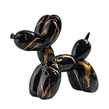 JJIW Moderne Luftballon Hund Skulptur, Kreative Ballon Hund Skulptur, Bunte Ballon Hund Ornamente FüR Weinschrank Wohnzimmer Schlafzimmer (Schwarzes Gold)