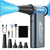 MECO ELEVERDE StaubgebläSe Luftdruckspray, 4-Gang 180000 U/Min Mini Elektrische Compressed Air Duster, Turbo Gebläse for PC Reinigung, 8000mah Akku Druckluft Dust Blower für Auto, Männer, Frauen, Grau
