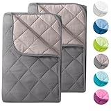 wometo 2 Stück Microfaser Sommer Steppbett Wende-Design 135x200 oekoTex - grau und hellgrau Kochfest 95° Sommerbettdecke Leichtsteppbett I ohne Bezug verwendbar I 2er Set