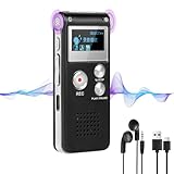 OFFCUP 64GB Diktiergerät, Digitales Diktiergerät mit Rauschunterdrückung, 1536kbps hohe Aufnahmegerät, MP3 Voice Recorder, USB-C Voice Recorder mit Passwort für Interviews Klassen Meeting