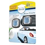 Febreze Auto Lufterfrischer 4ml, Auto Duft Clip Starterset 2 Stück Reine Frische, Bekämpft Gerüche