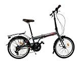 Toys Store 20 Zoll Alu Faltrad Klapprad 7Gang-Schaltung Camping Rad Klappfahrrad (Grau-Rot)