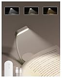 AdalyRoma Weiß Leselampe Buchklemme, USB aufladbar, 9 LEDs, 3 Farbtemperatur Modi, leicht & tragbar, dimmbar, Klemmleuchte, lange Akkulaufzeit, 360° drehbar für Nachtlesen ins Bett