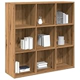 ULUYYUC Bücherregal Artisan-Eiche Holzwerkstoff 98x29x97,5 cm Schmaler Hochschrank mit 9 Fächern und Wandhalterung für Wohnzimmer