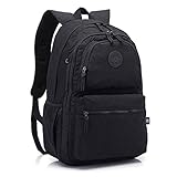X SIM FITNESSX Rucksack Unisex Daypack Schulrucksack Tagesrucksack Wasserdicht für Schule & Freizeit Reisen Job 4 Fach Schwarz (SCHWARZ)