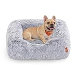 Feandrea Hundebett, Hundekissen, 71 x 55 x 18 cm, Hundekorb, weiche Polsterung, Hundesofa, erhöhte Ränder, Bezug abnehmbar und maschinenwaschbar, rutschfest, Ombré-Grau PGW271G01