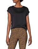 Vila Damen Viellette S/S Satin Top/Su Noos T-Shirt, Schwarz, 42 EU