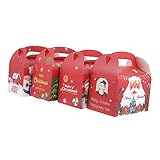 Hemobllo 12 Stück Teiliges Weihnachtsgeschenkpapier mit Weihnachtsmann Stabile Pappboxen zum Verpacken von Süßigkeiten Keksen und Kleinen Geschenken Wiederverwendbar für Kinderpartys und