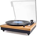 VIFLYKOO Plattenspieler, Schallplattenspieler mit 2 Stereo-Lautsprecher, 3-Gang 33/45/78 u/min, Retro Plattenspieler unterstützt Vinyl zu MP3/Kopfhöreranschluss/AUX-Eingang/RCA-Ausgang (202)