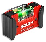 Sola GO! magnetic CLIP - Mini-Wasserwaage magnetisch aus glasfaserverstärktem Kunststoff - Magnet-Wasserwaage klein mit V-Nut für Rohre - kleine Pocket-Wasserwaage magnetisch - mit Gürtelklemme