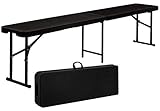 AMANKA 300kg Bierbank - 184x30x43 Rattan-Optik Wetterfest Klappbar Kunststoff Bank Camping Sitzbank