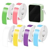 6 Rollen Thermo-Etikettenband, 12x40mm Etikettenband-Ersatz, Thermoetiketten Selbstklebend für P11/P12/P15/D30/D32/D35/HP1/HP3/HP4 Etikettendrucker (6 Farben, 160 Bänder/Rolle)