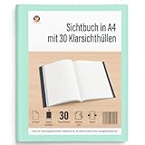 Friendly Fox Sichtbuch A4 mit Klarsichthüllen, Präsentationsmappe mit 30 Klarsichtfolien für 60 Sichten, Urkunden- oder Zeugnismappe, mint