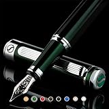 Scriveiner Füller Green - britisches Renngrün, toller Luxus Füllfederhalter, Chromausführung, medium Schmidtfeder, bestes Schreib-Geschenkset für Mann & Frau, Profi, Chef, Büro, schöne Schreibgeräte