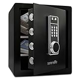 SereneLife 39L Tresor Für Zuhause, Safe- Feuerfest & Wasserdicht, Digitaler Wandtesor Möbeltresor mit Code & 2 Schlüsseln, Safe Box mit Doppelt gesichertes Alarmsystem für Wertsachen, Bargeld, Schmuck