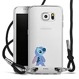 Carry Case kompatibel mit Samsung Galaxy S6 Hülle mit Band Handykette zum Umhängen schwarz Lilo & Stitch Fanartikel Disney